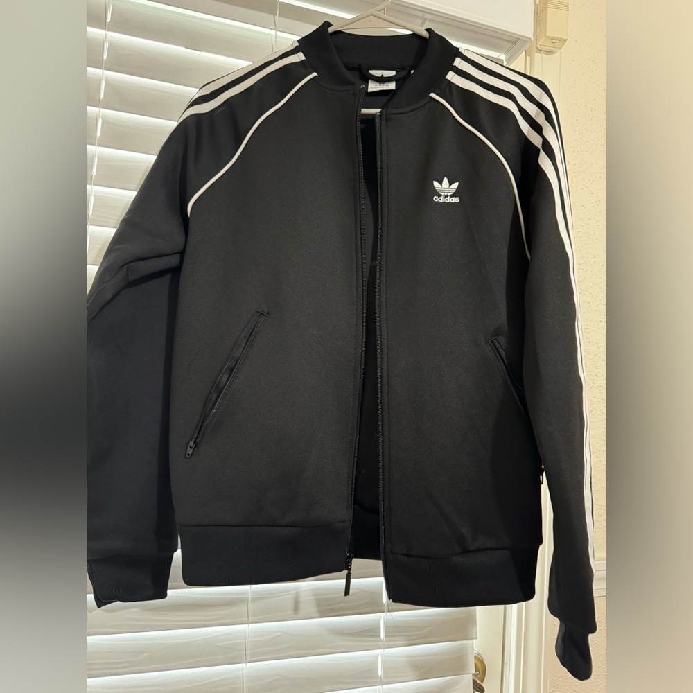 Adidas Black Track Jacket with Stripes
